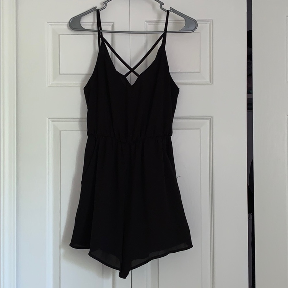 Lush/Dry Goods Black Cross Romper